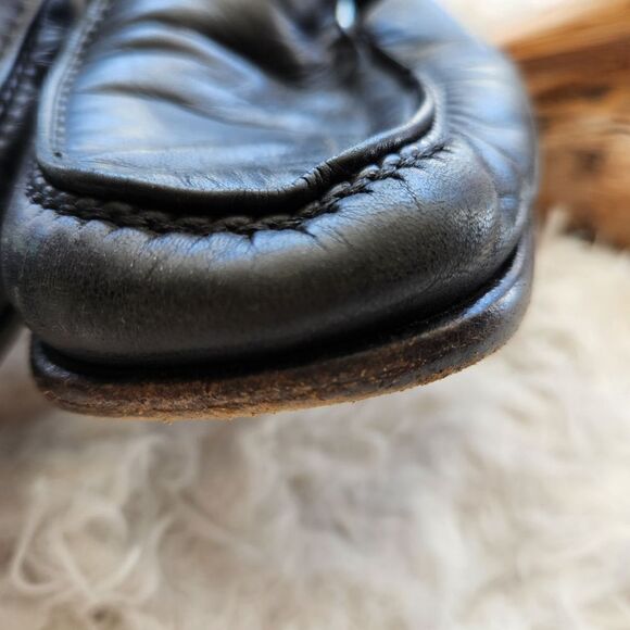 Bally classic black leather heeled loafers main image 7